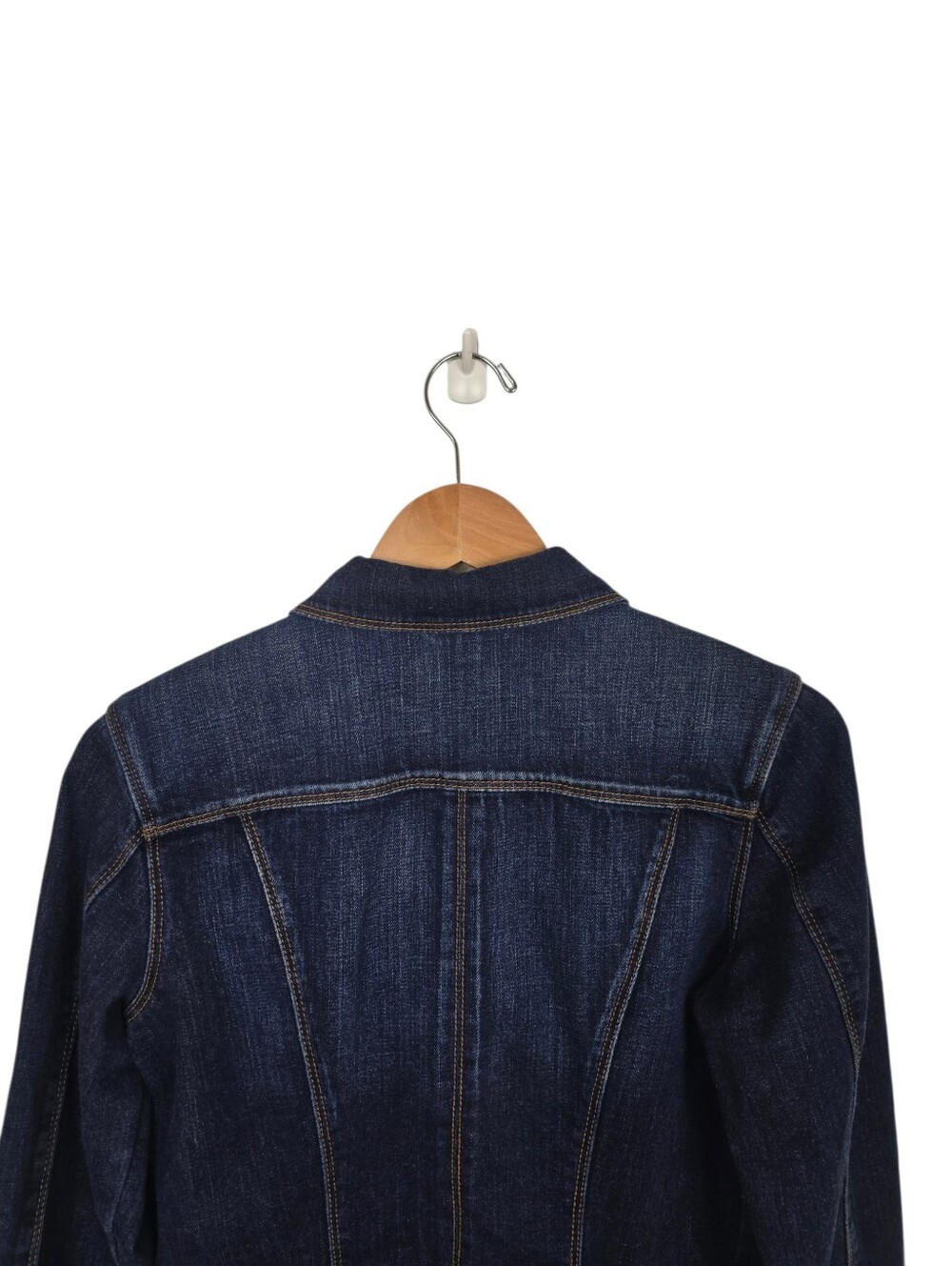 Cabi Norma Jean Stretch Denim Trucker Jacket Dark Blue Small - Picture 10 of 14